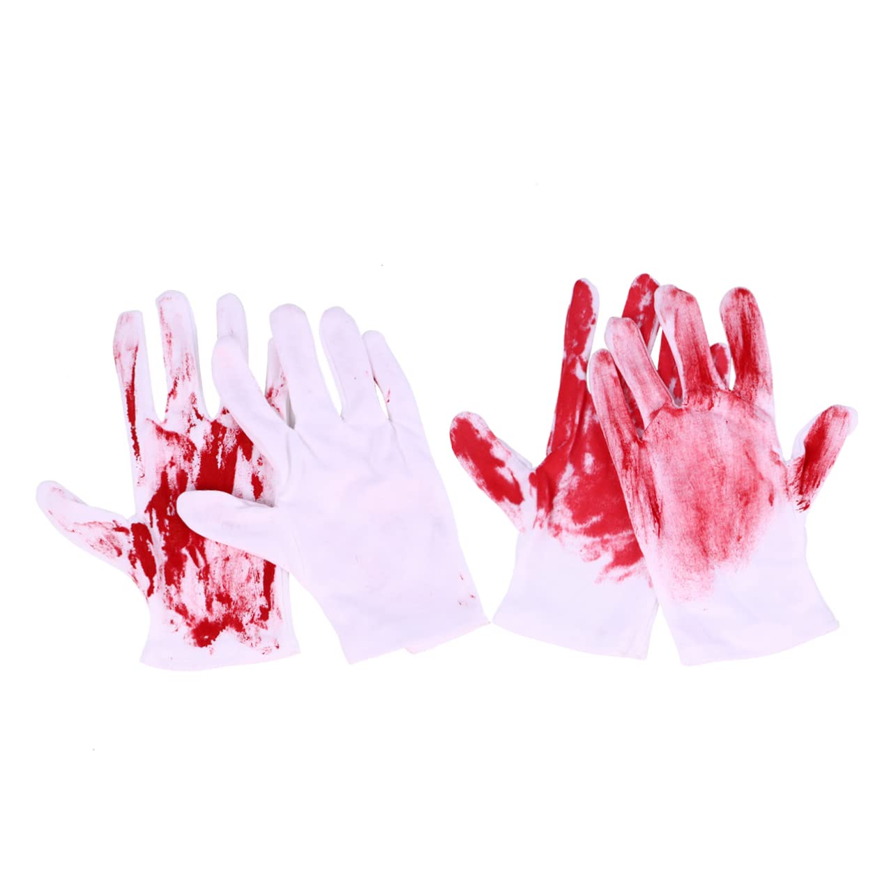 Gants blancs sanglants d'Halloween en lot de 2 paires pour déguisement d'horreur