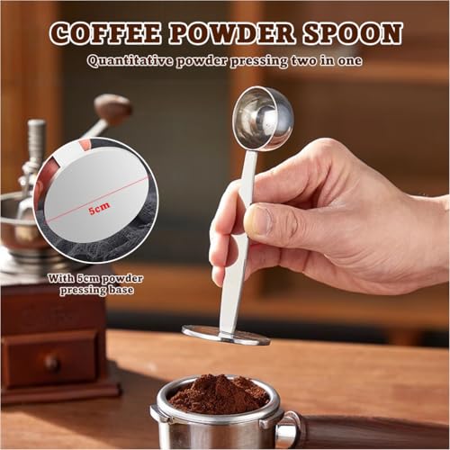 Image of Supvox 2 in 1 Stainless Steel Measure Spoon with Coffee Tamper Dual End Coffee Maker Tools Coffee Machine Tool Barista Supplies