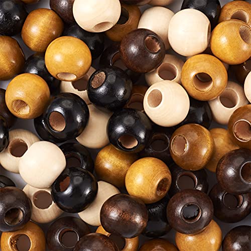 Craftdady 100Pcs Natural Round Wood Beads 24mm Rondelle European Hair Charms Large Hole Spacers for Jewelry Necklace Macrame Crafts Hole: 9mm - Image 2