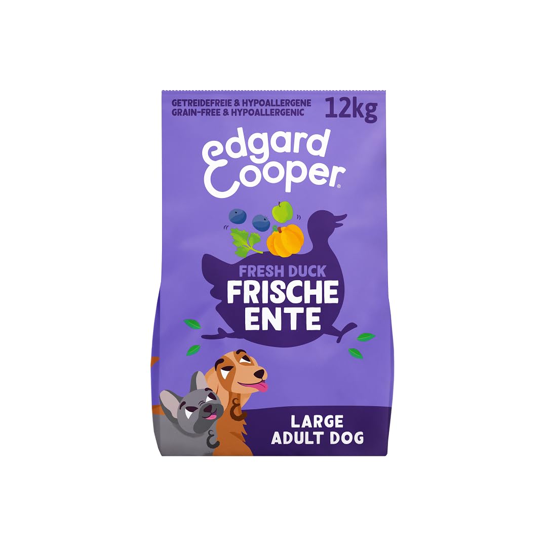 Edgard & Cooper Hundefutter trocken Getreidefrei für Large Adult Hunde (12kg), frische Ente mit extra Glucosamin, Natürliche, hypoallergene Rezeptur, nie Fischmehl