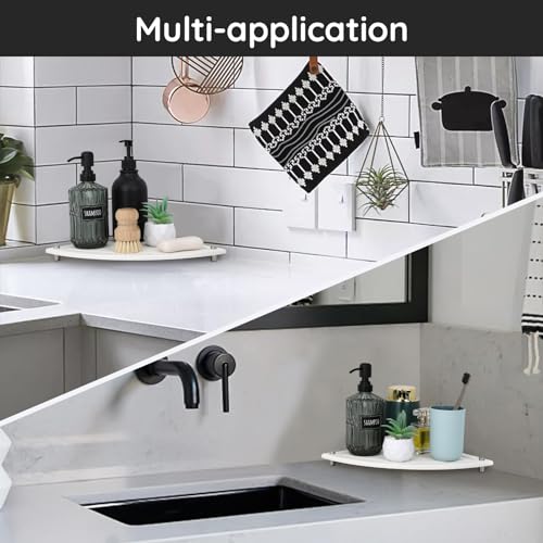 Image of Segbeauty Fast Drying Corner Counter Shelf, 9.85in Instant Dry Corner Sink Organizer Diatomite Tray, Water Absorbent Tray for Bathroom Counter Decor, Side Countertop Organizer for Soap Dispenser