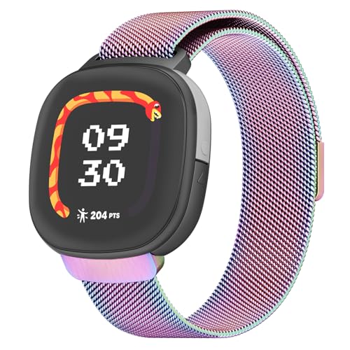 Metal Bands Compatible with Google Fitbit Ace LTE Stainless Steel Mesh Breathable Wristband Strap with Adjustable Magnet Lock (Colorful)