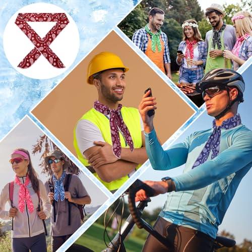Silicherry 144 Pcs Cooling Neck Wraps Bulk, Paisley Neck Bandana Ice Scarf - image 7