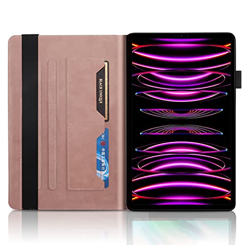 Succtopy Case for iPad Pro 12.9 6th/5th/4th/3rd Generation Folio Flip PU Leather Cover with Pen Holder Protective Tablet Case with Stand Function for iPad Pro 12.9 Inch 2022/2021/2020/2018 Rose Gold - Image 3