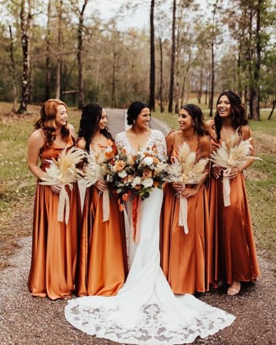 Cowl Neck Satin Bridesmaid Dresses with Slit Long Prom Dress for Women Formal Evening Gown with Pockets3