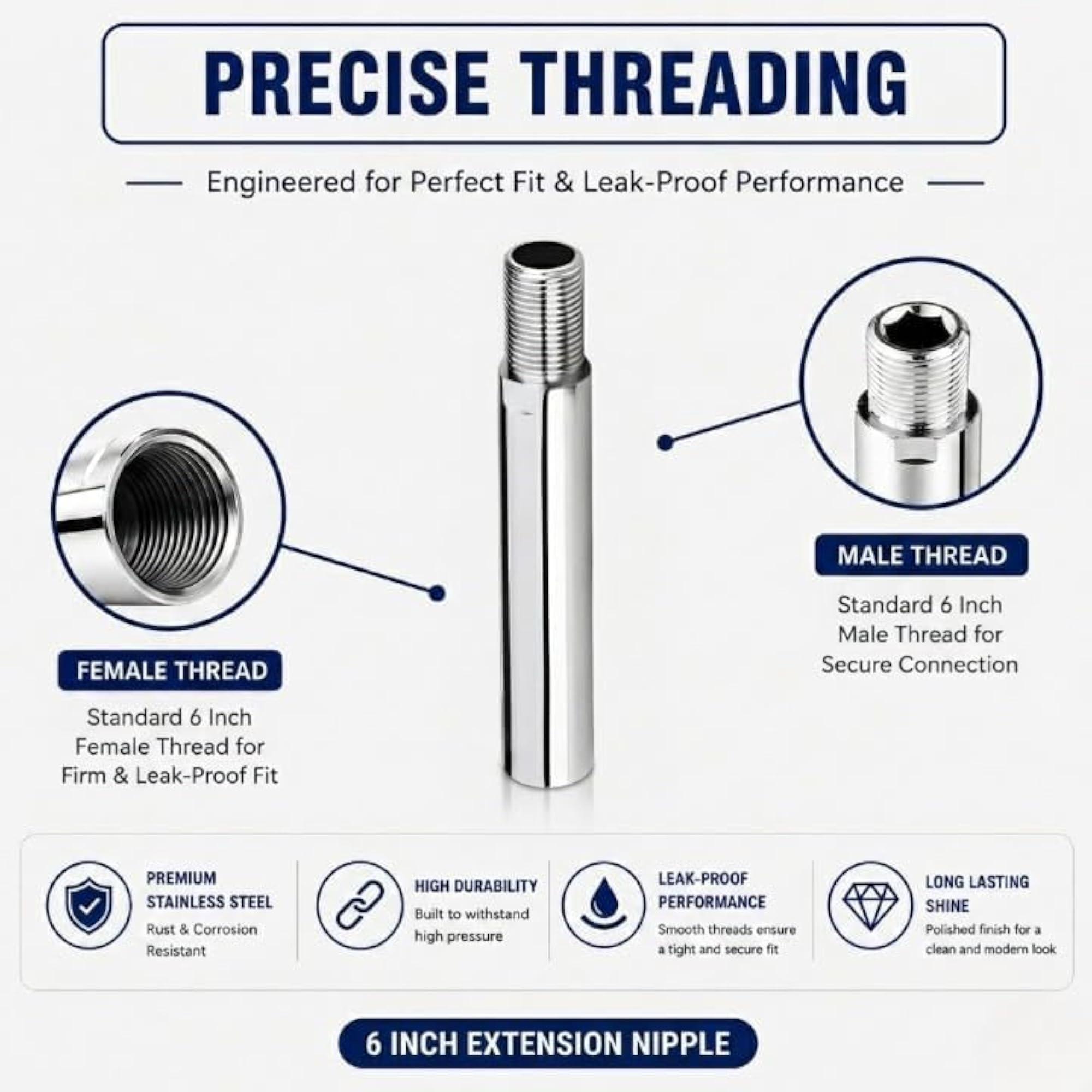 ESEKSAFAR Stainless Steel Extension Nipple