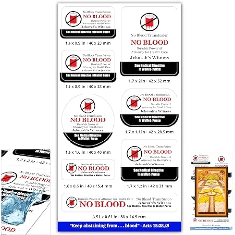 Vongsado 200 Pcs, No Paper, Waterproof, Jehovah's Witness No Blood Stickers Decal Label Accessories of Ministry Supplies, Note, Phone, JW Jehovah Witness Gifts JW.org | Sisters Brothers Men Women Cover