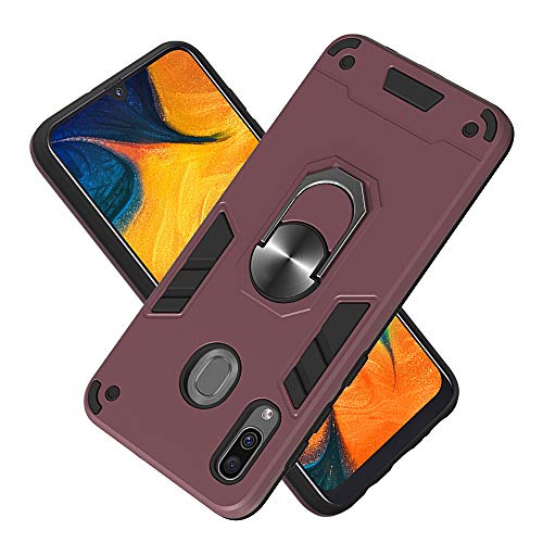 FAWUMAN Armor Phone Case 2in1 Phone Protective Case with Phone Ring PC+ TPU Double-layer Phone Cover for Samsung Galaxy A30 (Maroon)