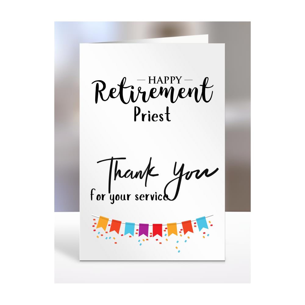 Happy Retirement Card for Priest, Men, Women, Him, Her, Gifts from Colleagues, Boss, Supervisor, Manager, Work, Presents for Workmate, A5-258c_48