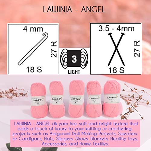 LAWINIA - Angel Premium Ultra Soft Double Knitting Wool 100g Balls x 5-280m 100% Acrylic Oeko-TEX Certified, Hypoallergenic & Vegan, Acrylic DK Wool for Knitting and Crochet Yarn Dk Knitting Yarn - Image 3
