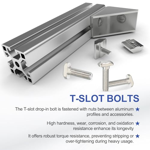 Image of PATIKIL M8 x 28 mm Thread T-Slot Bolts, 20 Pcs Drop-in Bolt Hammer Head T-Bolt Standard 8 mm Sliding Screw Stud for 40 Series Aluminum Extrusion Profile, Silver