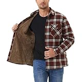 MCEDAR Men's Sherpa Lined Flannel Shirt Jacket Heavyweight Long Sleeve Button Down Warm Plaid Shirts