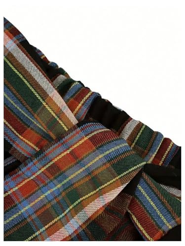 WDIRARA Women's Plaid Skirts Elastic High Waist Tie Front Asymmetrical Hem Pleated Mini Skirt3