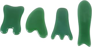 STAHAD 4 Pçs Placa De Massagem Gua Sha Massageador De Cabelo Massageador De Couro Cabeludo Espátula Facial Rolo De Jade Creme Raspagem De Jade Natural Jade Sintético Verde Gua Sha