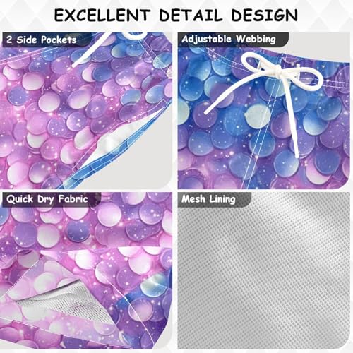Pigsaly Boys Swim Trunks Pink Blue Lavender Gradient Flashing Glitter Boys Board Shorts Swimsuit Swimwear Bathing Suit 4T3