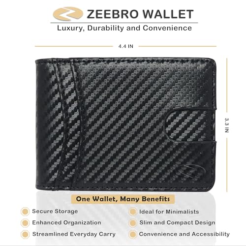 Zeebro Slim Wallet for Men -12 Card Slots, ID Window, Money Clip, Minimalist, RFID, Front Pocket Leather Wallet - Small Gift Box, Thanksgiving Gift, Christmas Gift, Birthday Gift3