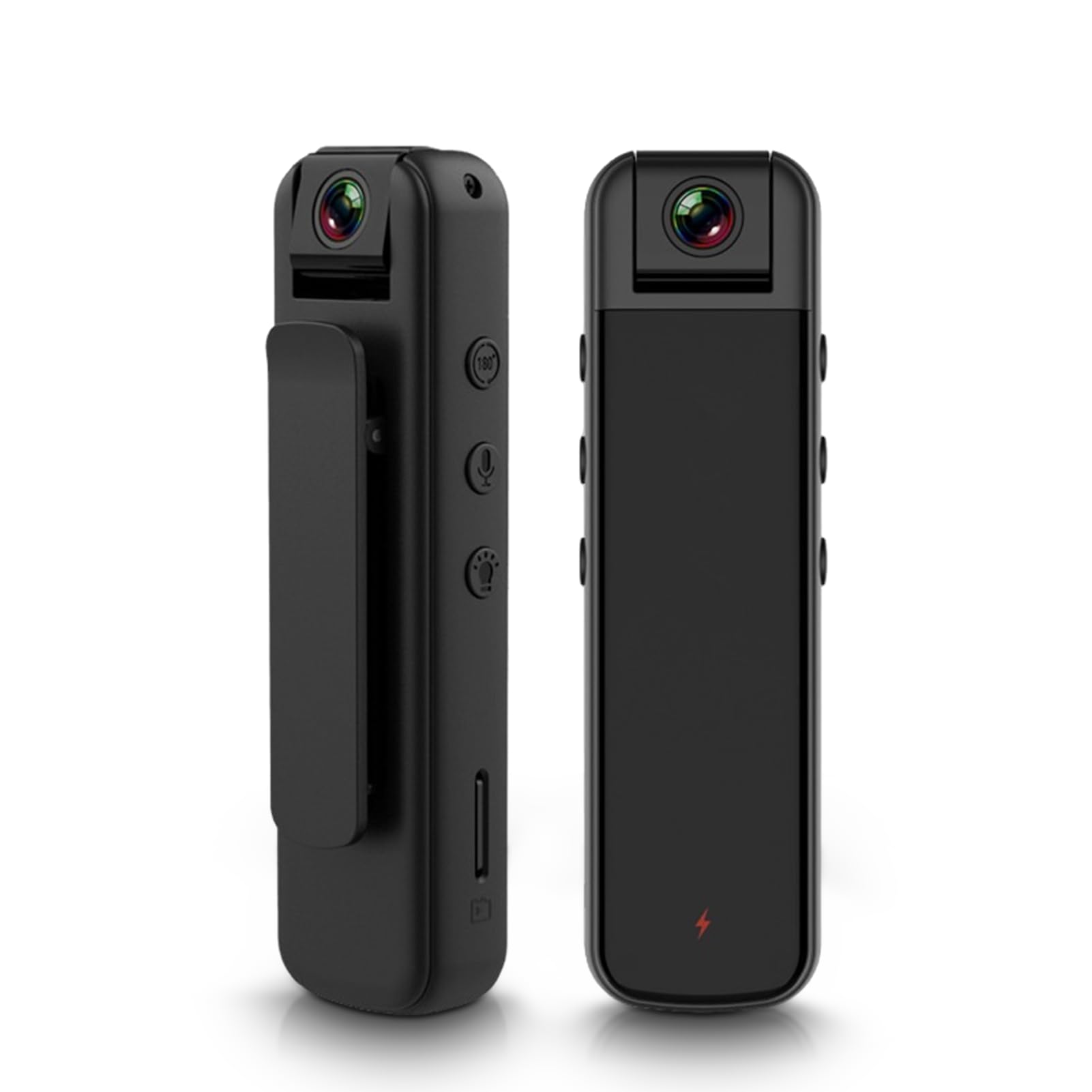 Caméra Corps HD, 1080P Infrarouge Vision Nocturne WiFi Enregistreur Vidéo Portable avec Clip Arrière, Détection de Mouvement Auto Save Action Camera avec Objectif Rotatif à 180°,