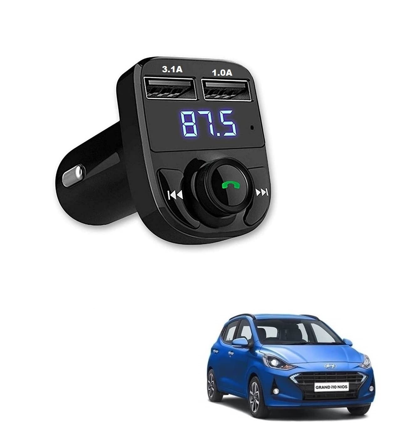 Kozdiko Bluetooth Car Charger with Dual USB Charging Port (3.1A 1.0A), High Performance Digital Wireless, FM Radio Stereo Adapter, with Hands Free Calling for Hyundai Grand I10 Nios (B0BT9J53B1) Amazon Price History, Amazon Price Tracker