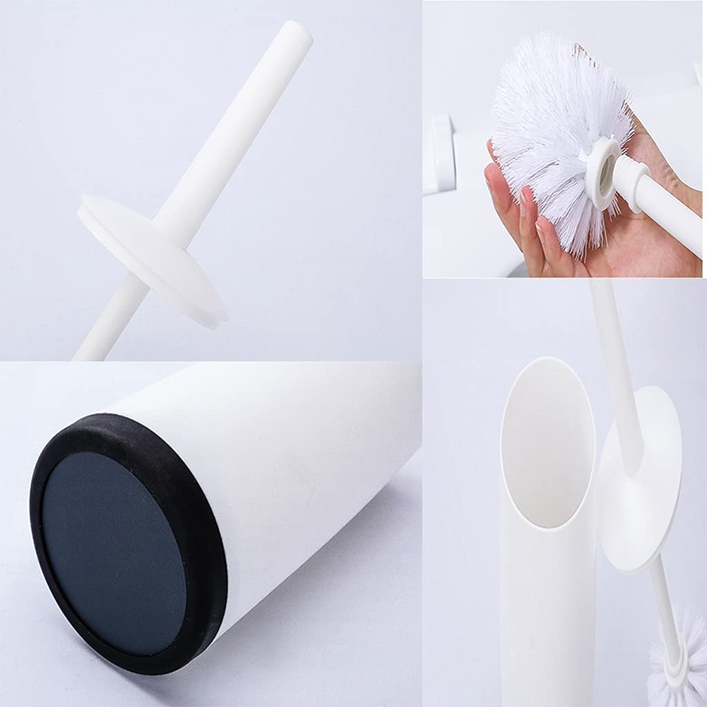 Escobillas de Baño/Escobilla WC Soporte de cepillo de inodoro for el hogar de piso de pie, inodoro, cepillo, conjunto de baño, brocha de limpieza de mango largo 360 °, sin ángulo muerto, cepillos blan