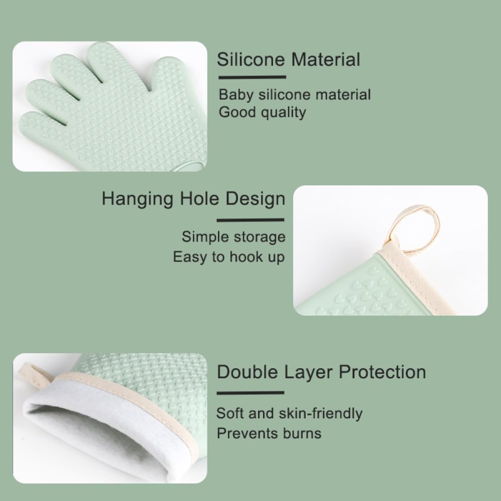 1 paire de gants de barbecue en silicone résistant à la chaleur Gants de cuisine à micro-ondes Gants de four à micro-ondes 300 degrés ignifuges et antidérapants Gants de barbecue Macaron, 27,5 x 20,5
