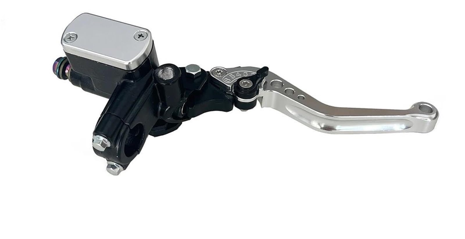 Foymgmspap Silver Right 7 Colors Motorcycle 7/8" 22 Mm With M 10 Mirror Hole Clutch Brake Pump Master Cylinder Piston 14 Mm Hydraulic Pump Brake Clutch Grips Levers(Silver Right)
