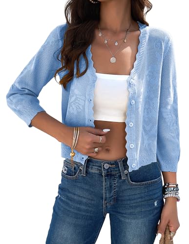 Kate Kasin Damen Bolero 3/4 Ärmel Kurze Strickjacken Pullover Weiches...