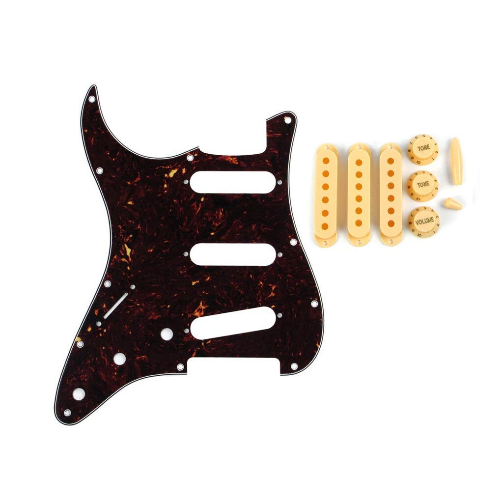 Guitar Parts Left Handed Guitar Pickguard Strat 52/52/52mm Pickup Covers Guitar Knobs Tips for Electric Guitar Accessories - (Color: White Pearl)