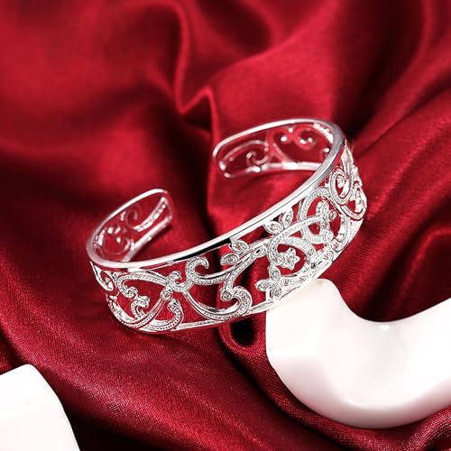 Women's Silver Bracelets Handmade Bracelets 925 Sterling Silver Bangle Bracelet Stackable Bangles for Women3