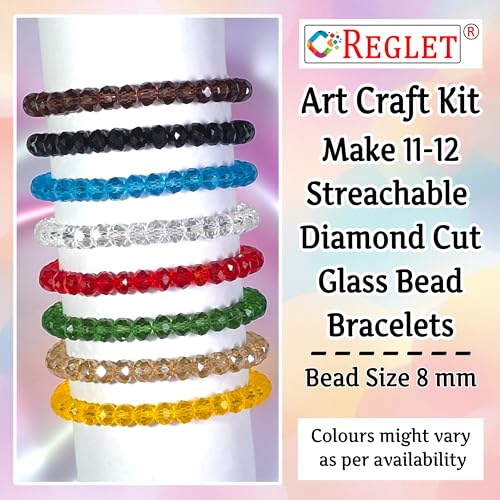 Image of 320 Pcs Diamond Cut Glass Beads for Jewellery Making Kit - Glass Beads for Bracelet Making Kit - Bead Craft - 8 mm