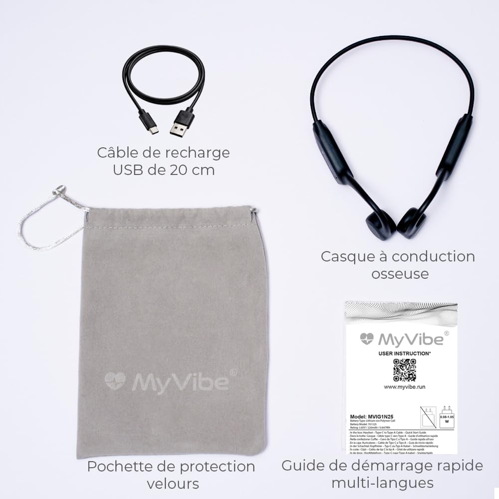 MYVIBE is Good Casque Conduction Osseuse Bluetooth 5.4 – Écouteur Conduction Osseuse Oreilles Ouvertes avec Micro, IPX5 Étanche – Ultra Léger 30g – Course à Pied, Cyclisme hors route, Randonnée, Sport