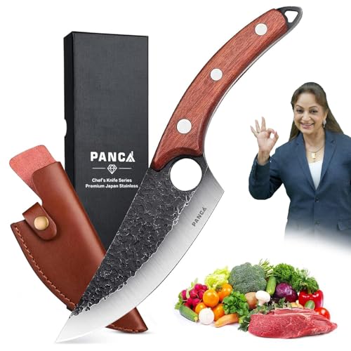 Image of PANCA Premium 8 Inch Chef's Knife - Ultra Sharp High Carbon German Stainless Steel Blade | Ergonomic Wooden Handle | Forged Knife for Meat, Vegetables & Home Kitchen