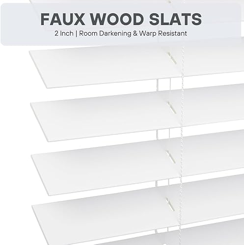 Miniatura 7 de Lotus  Windoware Persiana sin cables de madera sintética de 2 pulgadas para oscurecer la habitación 12 pulgadas de ancho x 72 pulgadas de largo lisa