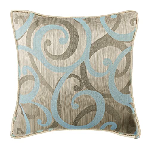 The HomeCentric Housses de Coussin decoratives 40 x 40 cm Bleu, Soie Jetez Les couvertures de Coussin, couvertures Faites Main de Coussin - Scrolling All The Way Blue Cover