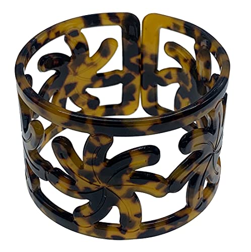 5.0 cm Faux Turtle Shell Cuff Bracelet - Hawaiian/Samoan Style Tiare Carved Design