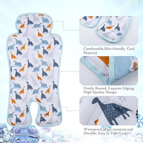 Image of Gel Car Seat Cooler Pad,1 Pack Double Sides-Universal Baby Stroller Ice Cushion Cooler Mat,Summer Cooling Seat Liner,Multifunctional Suitable for Baby Dining Chair,Child Safety Seat (Dinosaur+Dog)