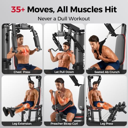 Image of Sportsroyals Home Gym, Multifunctional Workout Station with Leg Press, 150LBS Weight Stack Full Body Workout Equipment for Home Exercise Fitness Strength Training
