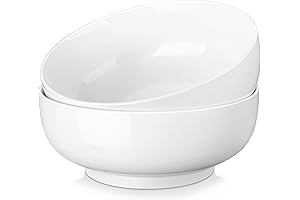 MALACASA Large White Ceramic Serving Bowls, Set of 2