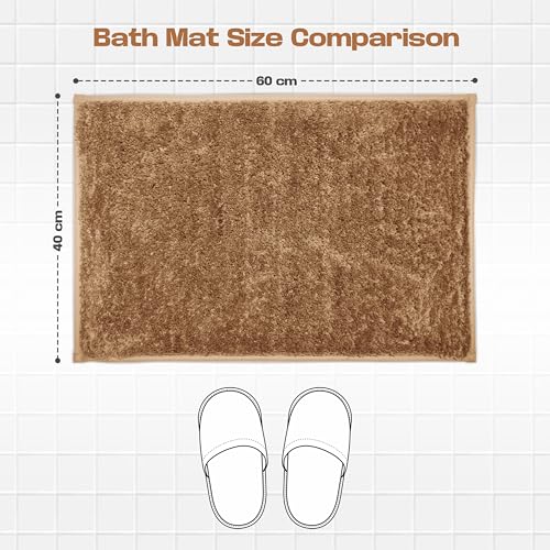 Image of enera Microfibre Bath Mat | Soft & Absorbent 2650 GSM | Non-Slip Latex Backing | Quick Dry, Washable Multipurpose Floor Mat for Bathroom, Bedroom, Kitchen & Home (Opella 40 x 60 cm) (Canyon Brown)