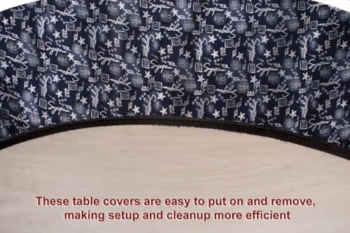 Image of The Furnishing Tree Elastic Oval Center Table Cover WxL 18x60 in Inches Polyester Self Pattern Blue