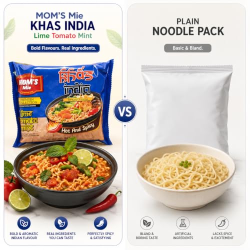Image of Mom's Mie Lime Tomato Mint Instant Noodles 140g | Vegetarian Thai Instant Ramen | Tangy & Refreshing Gourmet Soup | Imported Thai
