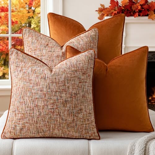 a moment Fall Orange 4 Pack Throw Pillow Covers...