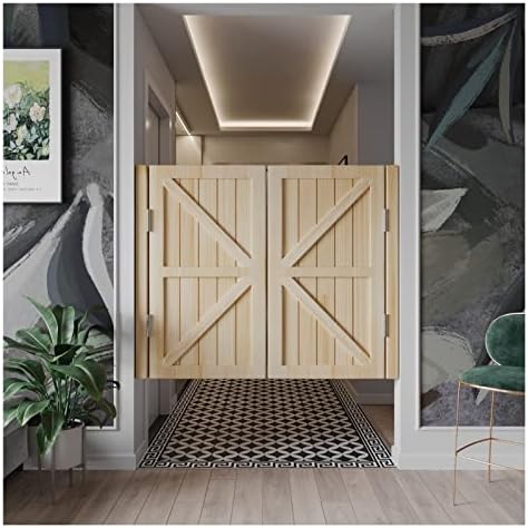 WYCSAD Cafe Swinging Doors, Unfinished Solid Wood Saloon Swing Door with Stainless Steel Hinges, Self-Closing Cowboy Door for Kitchen Balcony, Custom Size (Color : Natural, Size : 60x90cm)
