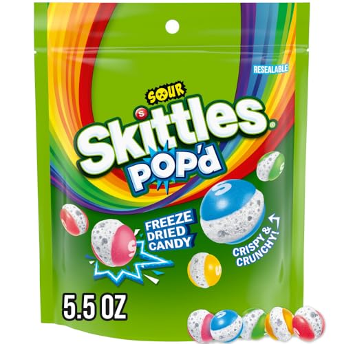 SKITTLES POP'd Sour Freeze Dried Candy Assortment, 5.5 Oz Resealable Bag