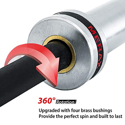 Merax Commercial 7' Olympic Bar - 1500 lb Weight Capacity, 28 MM Grip, OB86, Bench Press Chrome (Silver)