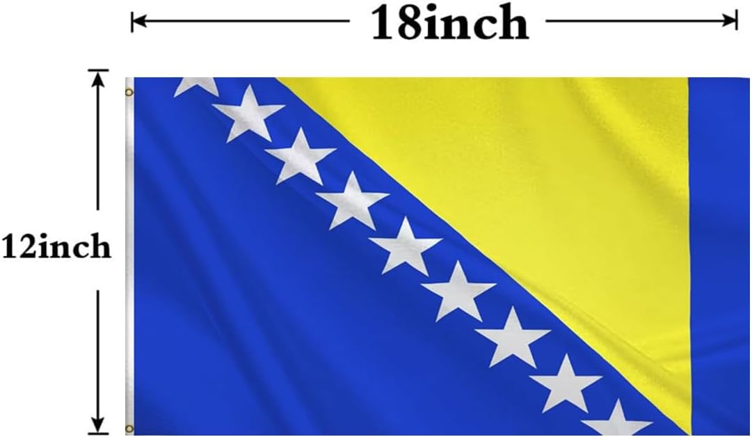 Double Sided 3 Ply Bosnia and Herzegovina Boat Flag 12x18Inch,Heavy Duty 220D Nylon,Vivid Colors,Bosnia-Herzegovina Nautical Flags with 2 Brass Grommets for Boat ATV Bike Truck Motorcycle. (Bosnia Herzegovina)