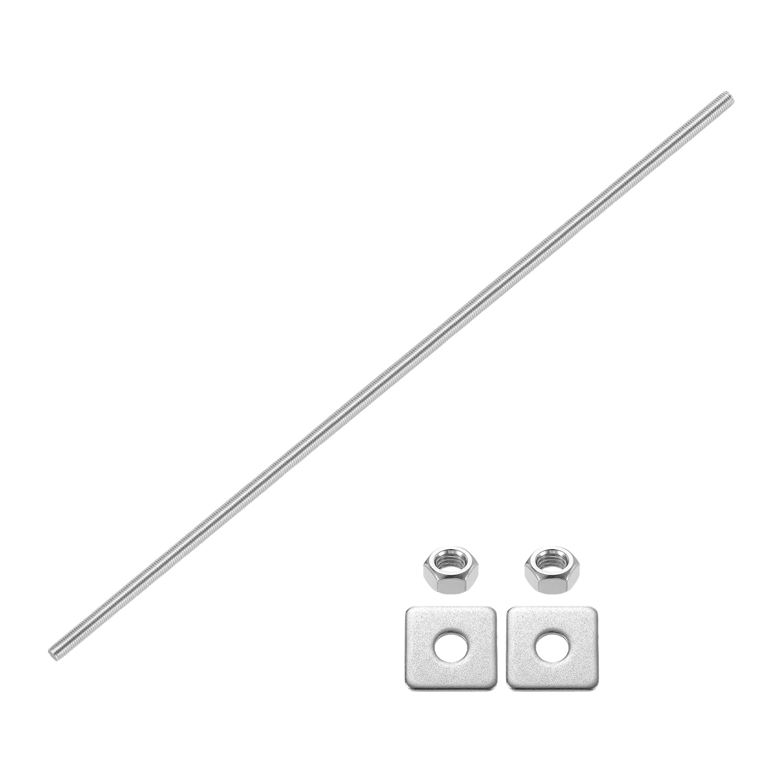 QUARKZMAN Tige Filetée Complète M10x500mm, Tiges Filetées Complète Filetage à Droite en Acier Inoxydable 304 avec Écrous et Rondelle Plate pour Serre-Joints Crochets U-Boulons, Argenté
