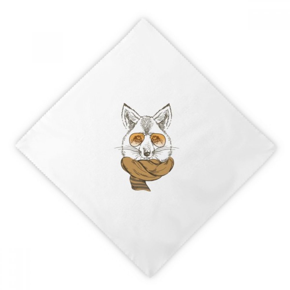 Serviettes de table loup doux réutilisables tissu blanc animal multicolore 2Pcs