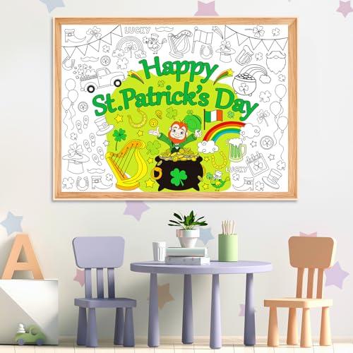 Image of St. Patrick's Day Coloring Books for Saint Patrick's Day Giant Coloring Poster Large Coloring Tablecloth Huge Table Cover for Home Party Supplies Favor 31.4 x 43.3 Inch