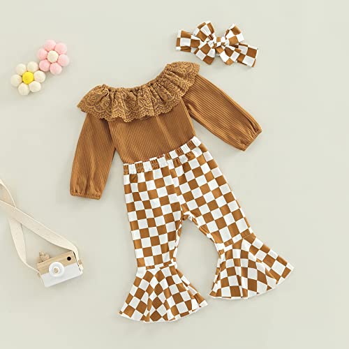 VISGOGO Baby Toddler Newborn Girl Outfits Fall Winter 3 6 9 12 18 Months Floral Print Bell Bottoms Pants for Girls4