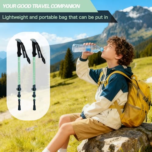 Hiking Trekking Poles for Kids, 2 Pack Anti Shock, Adjustable, Collapsible Hiking Poles for Trekking or Walking, Lightweight Aluminum Sticks - Image 3